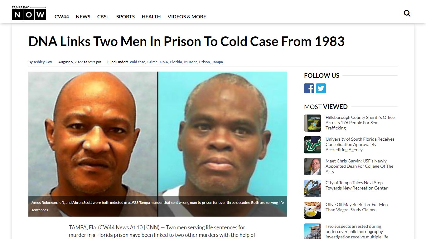 DNA Links Two Men In Prison To Cold Case From 1983